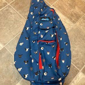SOLD—HTF Kavu REI Limited Edition Puppytude Rope Sling Bag in Dark Blue